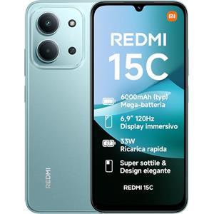 XIAOMI Redmi 15C, Smartphone 4+128GB, Display 6,9" 120Hz, 7,99mm, MediaTek Helio G81-Ultra, Dual camera da 50MP, Mega batteria da 6000mAh, Garanzia 2 anni, Verde, Caricabatterie non incluso