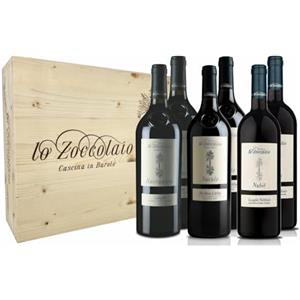 Lo Zoccolaio Cassetta Legno - Vino Rosso - 2 Barbera D'Alba+2 Langhe Rosso+2 Langhe Nebbiolo - 6 Bottiglie x 750ml