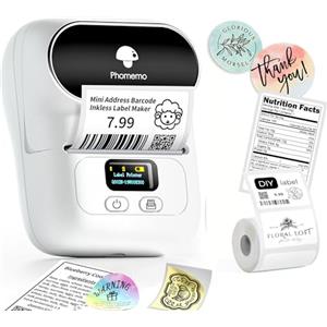 Phomemo Etichettatrice M110 Bluetooth Stampante Etichette Adesive, Stampante Termica Portatile Compatibile con iOS Android e PC, per Piccole Imprese, Negozio, Logo, Cucina, Indirizzo,Negozio
