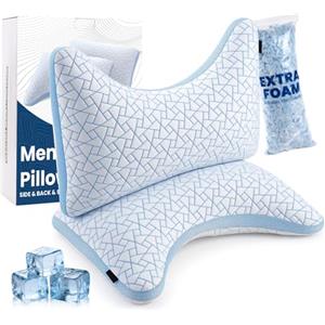 A-Pce Cuscino per Dormire di Fianco - Regolabile Cuscino Memory Foam con Supporto Collo, Cuscino Cervicale per Dormire che Allevia Dolori Cervicali, Cuscino Letto con Rivestimento Lavabile (Misura Queen*2)