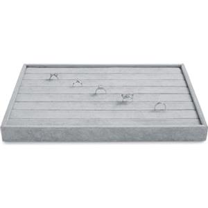 Papten vassoio impilabile in velluto per gioielli, cassetto portagioie per gioielli, espositore per orecchini ad anello (grigio)