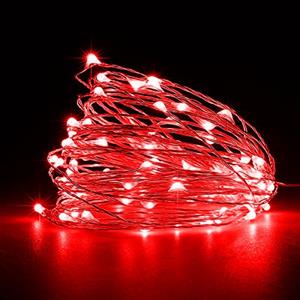 Jsdoin Lucine Led Decorative a Batteria,5M 50 LED Filo Luci Natale Led, Fairy Lights, Lucine Decorative per Camera Natale Interni e Esterni,Casa, Feste, Matrimonio (2 Pezzi, Rosso)