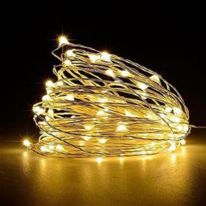 Jsdoin Lucine Led Decorative a Batteria,15M 150LED Filo Luci Natale Led, Fairy Lights, Lucine Decorative per Camera Natale Interni e Esterni,Casa, Feste, Matrimonio (1 Pezzi, Bianco caldo)