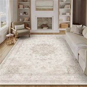 PureCozy Vintage Tappeto Salotto 200x300cm Beige Camera da Letto Antiscivolo Lavabile Tappeti Sala Soggiorno Cameretta Ufficio Grande Carpet Pelo Corto Morbido Rug
