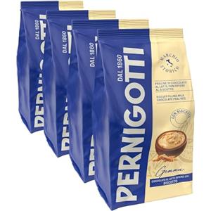 Pernigotti Gemma Latte Biscotto - Cioccolatini Ripieni con Granella di Biscotto e Cioccolato al Latte - Solo Aromi Naturali - Busta da 140 g (Confezione da 4)