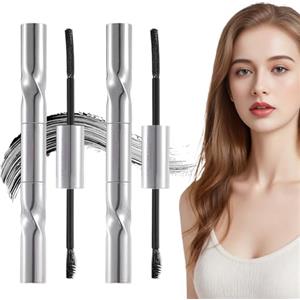 KEORHEZ 2 Pezzi Mascara Con Scovolino In Metallo,Doppio Lato Mascara Metallico,Resistente All'acqua Metal Mascar,Allunganti E Curative,Asciugatura Rapida,Resistenti Alle Sbavature,Nero