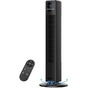 PNTCK Ventilatore a Torre Silenzioso con Telecomando, Ventilatore da Terra, 90° Oscillazione, 4 Velocità e 4 Modalità, Timer 12H, Potente 8 m/s, Display LED, Ventilatori a Colonna, per Casa e Ufficio