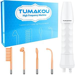 TUMAKOU Portatile Alta Frequenza Viso Professionale - TUMAKOU 4 in 1 Elettroterapia Massaggiatore Facciale per Rimozione dell'Acne, Rughe, Linee Sottili, Gli occhi gonfi, Rafforzamento della pelle