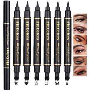 Sitovely 6PCS Matita per Eyeliner Liquido a Doppia Punta, Liquid eyeliner Stamp Pencil, Penna per eyeliner Nero a Forma di Ali per Donna, Stencil per Eye liner, Trucco per Tatuaggi a Lunga Durata (B, M)
