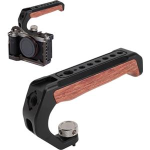Luocute Impugnatura Superiore per Fotocamera con 3 Pattini Freddi, Impugnatura in Legno di Alluminio con Foro Filettato da 1/4 e 3/8 per Fotocamere DSLR, Impugnatura Superiore per