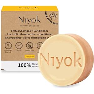 Niyok® Shampoo solido 2 in 1 + balsamo "Vitamina" (80 g) - Sapone vegano - Shampoo e balsamo sostenibili - Shampoo e balsamo per capelli - 100% cosmetici naturali - Senza plastica e vegano