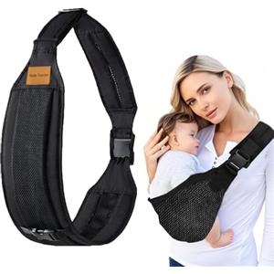 JOZMMZEOOA Fascia Porta Bebe Multifunzione Marsupio Neonato Regolabile Marsupio Laterale per Bambini, Adatto a Neonati e Bambini Piccoli di Età Compresa tra 6 e 48 Mesi (Maglia nera)