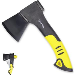 Xforst Ascia da Campeggio UX23, Accetta Outdoor con Protezione Lama e Rivestimento Antiaderente, Manico in Fibra di Vetro, Lunghezza 23 cm