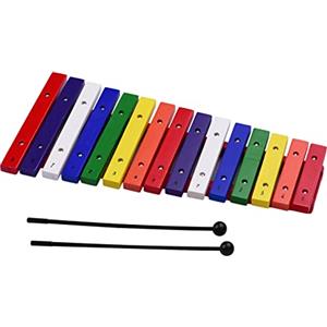 Eujgoov Xilofono 15 Tono Xilofono Glockenspiel Colorato in Legno Strumento con 2 Mazze per Principiante