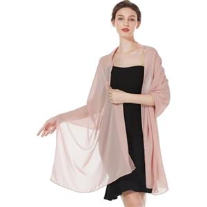 BEAUTELICATE Scialle Stola Donna Elegante Chiffon Coprispalle Sciarpa Estivo per Cerimonia Matrimonio Sposa Festa (Blush Pink - Plus Size, Taglia unica)