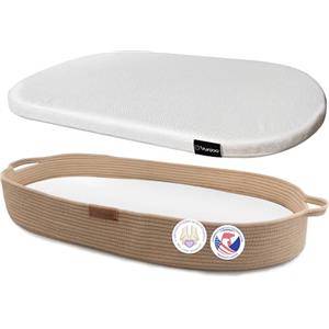 Yunioo Cesta Fasciatoio per Neonato con Materassino Impermeabile Fasciatoio Portatile Neonato Morbido Cuscino Adatto a Cassettiera e Piano Per il Cambio