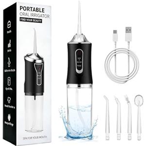 Puokmy Idropulsore Dentale Portatile Denti, Water Flosser, Scovolino Denti, Irrigatore Orale 4 Modalità e 3 Intensità, Serbatoio da 230ml, Wasserdicht und Wiederaufladbar per Viaggi e Casa