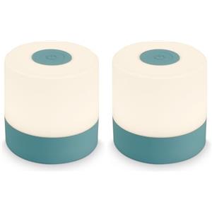 Briloner - Mini lampada da tavolo senza fili, ricaricabile, a batteria, lampada da scrivania dimmerabile, abat jour, USB-C, lampada comodino senza fili, 2W 150lm 2.700K, 7x7 cm, Bianco Caldo, blu