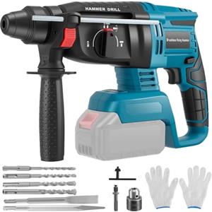 Haedswer 2,5J Tassellatore a Batteria, Trapano a Percussione, Motore Senza Spazzole, SDS-plus, Martello Perforatore a Batteria per Cemento, Muratura, Pareti (Nessuna batteria)
