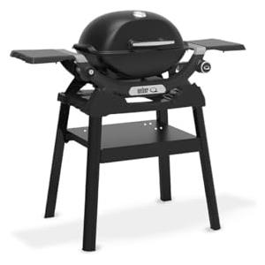Weber Q 1200N Barbecue a Gas con Ripiani Laterali e Supporto Compatto/Ideale per terrazze e balconi, bruciatore ad Alte Prestazioni, accensione Elettronica, Nero Notte