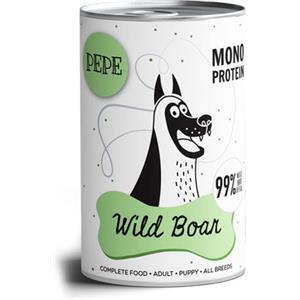 PAKA ZWIERZAKA PEPE Cibo Umido Monoproteico Cinghiale 400g - 99% Carne e Frattaglie, Senza Cereali