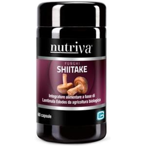 Nutriva Shiitake - Integratore Alimentare Vegetale 60 Capsule - Lentinula edodes da Agricoltura Biologica per le Difese dell'Organismo