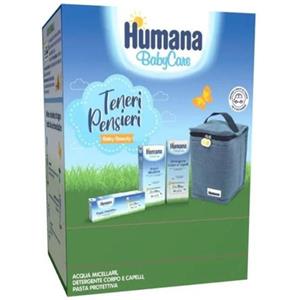 Humana Beauty Bag Kit Igiene e Cambio Pannolino - Acqua Micellare, Detergente Corpo e Capelli, Pasta Protettiva