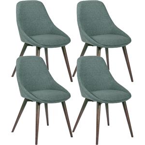 Stones Astrid Sedia in Massello di Noce con Seduta in Tessuto Verde - Design Elegante e Sinuoso