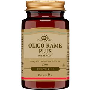 Solgar Oligo Rame Plus - Integratore Alimentare di Rame, 100 Compresse per il Supporto Immunitario e la Pigmentazione