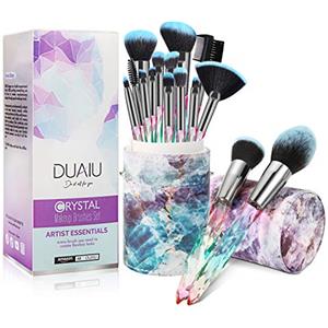 DUAIU Pennelli Trucco FILY DUAIU 15 Pennelli Make Up premium Set di manici in cristallo Pennello per fondotinta Kabuki Set di pennelli trucco per occhi e labbra professionali con confezione regalo