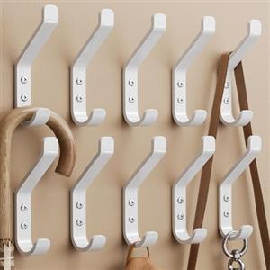 susswiff Ganci appendiabiti da 10 pezzi, ganci appendiabiti a vite, da parete per cappotti, giacche, cappelli, ganci in metallo per camera da letto, soggiorno, bagno, guardaroba, vintage, bianchi, 10 cm