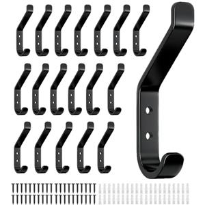 susswiff Confezione da 20 ganci appendiabiti in alluminio, portata max 10 kg, ganci da parete con viti, robusto supporto in acciaio inox per asciugamani, zaini e cappelli，per porta e parete, 10 cm