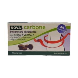 Nova Argentia Carbone Vegetale - Integratore Alimentare per la Riduzione della Flatulenza - 40 Compresse