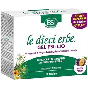 ESI Le Dieci Erbe Psillio - Integratore Alimentare per Regolarità Intestinale, 20 Bustine con Psillio e Prugna
