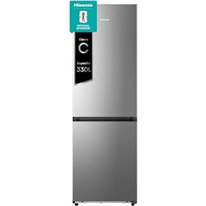 Hisense RB3K330SAIC - Frigorifero Combinato Total No Frost, Inox, 185x60cm, Classe C, 330L, Grande capacità, Ridotta profondità, Deep Freeze, Metal Tech Cooling, WiFi, Silenzioso, Motore Inverter