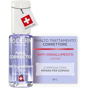 PODERM Smalto Trattamento Correttore & Perfezionatore - De-Ingiallente al Limone | 8 ML - Ripristina la Chiarezza con Finitura Brillante per Unghie Macchiate | Sviluppato da un Podologo in Svizzera