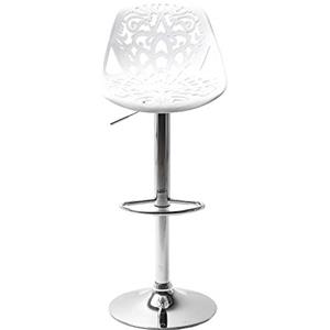 Kare Design Sgabello da Bar Ornament Bianco, 85/107x45x50cm, Regolabile Altezza Seduta 57-79cm, Girevole 360°, Bar, Zona Living, Cucina, Sala da Pranzo, Soggiorno