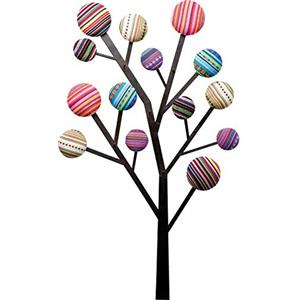 Kare Design Appendiabiti Bubble Tree, Forma Albero, Multicolore, 111X65X7Cm, 6 Ganci Ornamentali Tipo Bottoni