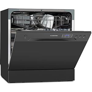 Klarstein Lavastoviglie 8 Coperti, Libera Installazione Silenziosa con 6 Programmi di Lavaggio, Lavastoviglie Mini da Tavolo Compatta e Facile da Installare, Acciaio inossidabile, Antracite