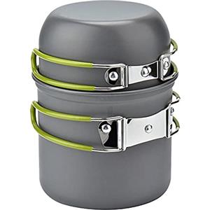 Wuudi Pulnda, set di pentole da campeggio, portatile, con pratica custodia, per attività all'aperto, escursionismo, campeggio, pentola per mini fornello a gas, Mini Gaskocher Topf