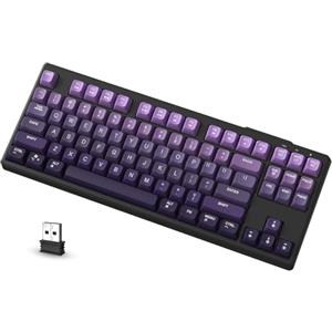 ATTACK SHARK X FREEWOLF M87 Tastiera da Gioco Wireless all'80%, TKL RGB SA Tastiera PBT Bluetooth/2.4Ghz, Batteria da 4000 mAh per Mac/Win, Ufficio/Giochi, QWERTY - Sfumatura Viola