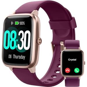 GRV Smartwatch da donna con chiamata touch screen orologio sportivo podometro cardio impermeabile IP68 notifica messaggio tracker di attività cronometro monitoraggio del ciclo per Android iOS viola