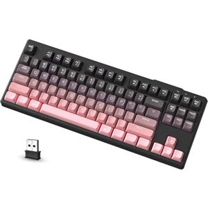 ATTACK SHARK X FREEWOLF M87 Tastiera da Gioco Wireless all'80%, TKL RGB SA Tastiera PBT Bluetooth/2.4Ghz, Batteria da 4000 mAh per Mac/Win, Ufficio/Giochi, QWERTY - Sfumatura Rosa