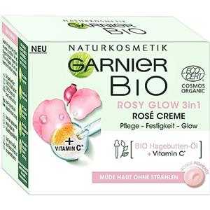Garnier Bio Rosy Glow 3in1 Rosé Creme - Crema Viso Illuminante con Olio di Rosa Canina e Vitamina C, 50 ml