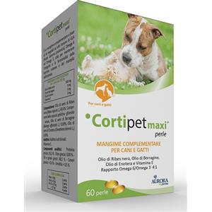 Aurora Biofarma Cortipet Maxi - Mangime Complementare per Cani e Gatti con GLA, Omega 6 e Omega 3 - 60 Perle