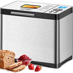 KEEPEEZ Macchina per il pane con programma individuale, stampo in ceramica, 19 programmi per impasto, pane senza glutine, marmellata, impasto, 3 dimensioni del pane e 3 livelli di doratura, 1 kg, timer da 15