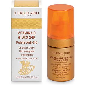 L'Erbolario Contorno Occhi Vitamina C & Oro 24K - Ultra-levigante e Defaticante - 15 ml