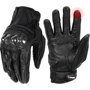 evermotor Guanti da Moto, Guanti Moto Invernali, Touchscreen, in Pelle di Capra, Adatti per Moto, Mountain Bike, Sci, Monopattino e Altre Attività Outdoor, Maschio e Femmina - XL