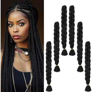 Flosius Extension in capelli sintetici da 41 pollici, 6 trecce sintetiche Afro Hair per scatole Crochet Braids (104 cm, 1#)