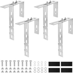 SUPAWAY 4x Supporti per pannelli solari da balcone,Ganci regolabili 6-18cm in acciaio inox 304 Fissaggio per moduli fotovoltaici con kit viti,ringhiere quadrate/tonde, installazione senza perforazione